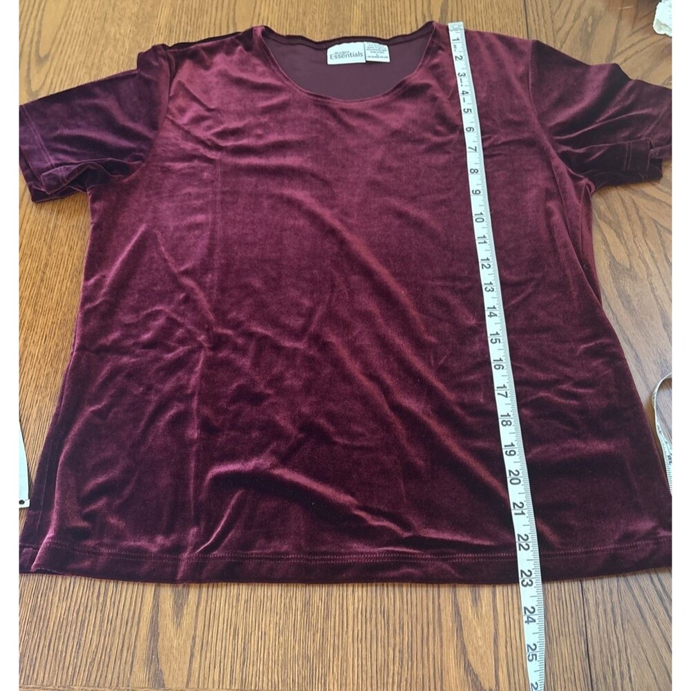Modern Essentials Velvet Short Sleeve Top Berry L